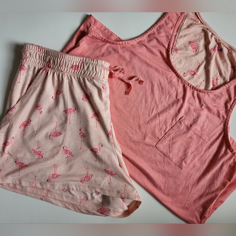 Croft & Barrow 2 Pc Pink Flamingo PJ Set